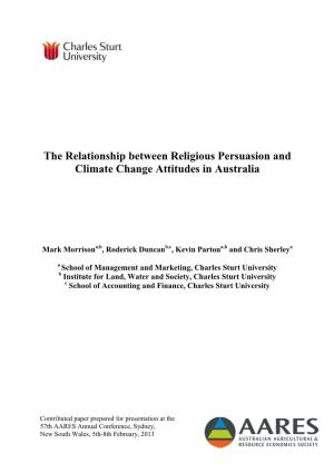 The Relationship Between Religious Persuasion and Climate Change Attitudes in Australia