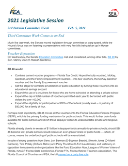 2021 Legislative Session 3Rd Interim Committee Week Feb