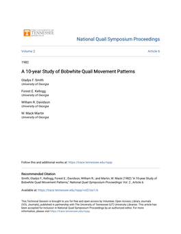 A 10-Year Study of Bobwhite Quail Movement Patterns