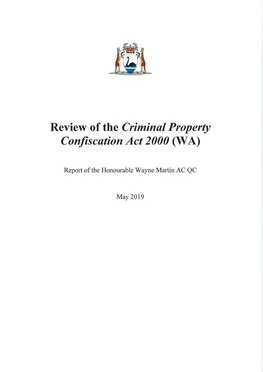 Review of the Criminal Property Confiscation Act 2000 (WA)