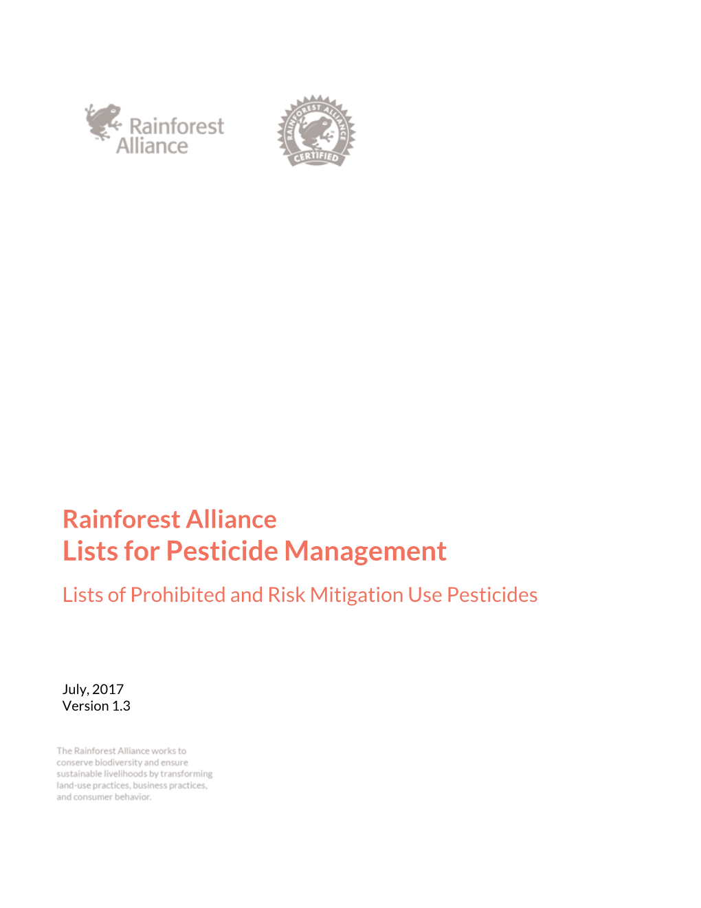 Lists for Pesticide Management