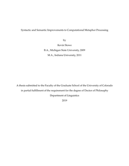 Syntactic and Semantic Improvements to Computational Metaphor Processing