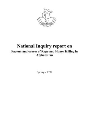 National Inquiry Report on Factors and Causes of Rape and Honor Killing in Afghanistan