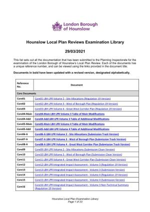 Hounslow Local Plan Reviews Examination Library 29/03/2021