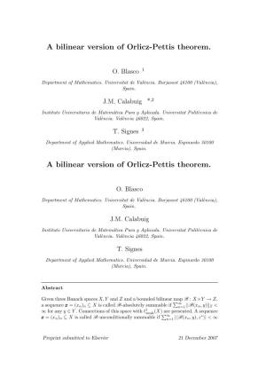 A Bilinear Version of Orlicz-Pettis Theorem. a Bilinear Version of Orlicz-Pettis Theorem