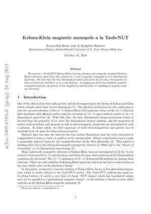 Kaluza-Klein Magnetic Monopole a La Taub-NUT