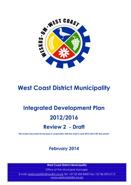 West Coast District Municipality Integrated Development Plan 2011