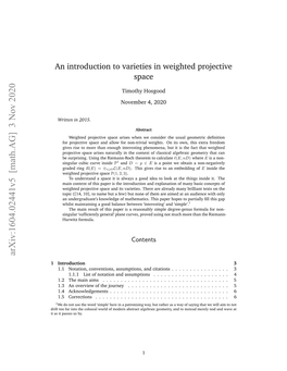 An Introduction to Varieties in Weighted Projective Space