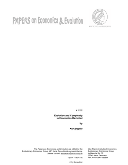 Evolution and Complexity in Economics Revisited by Kurt Dopfer