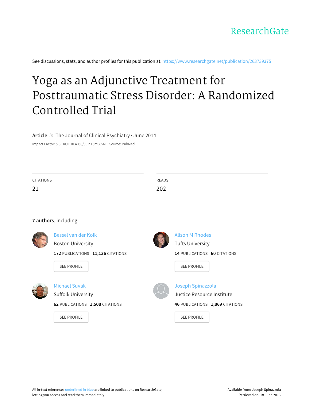 Yoga As an Adjunctive Treatment for Posttraumatic Stress Disorder: a Randomized Controlled Trial