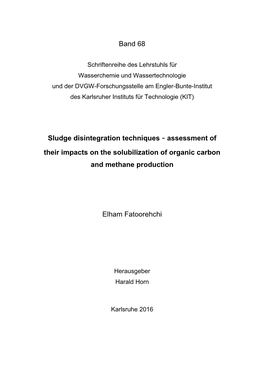 Sludge Disintegration Techniques - Assessment of Their Impacts on the Solubilization of Organic Carbon and Methane Production