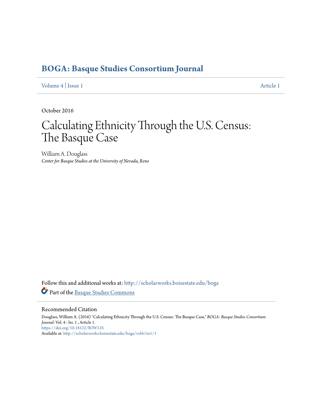 Calculating Ethnicity Through the U.S. Census: the Basque Case