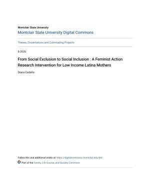 From Social Exclusion to Social Inclusion : a Feminist Action Research Intervention for Low Income Latina Mothers