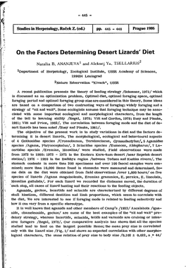 On the Factors Determining Desert Lizards' Diet