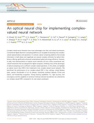 An Optical Neural Chip for Implementing Complex-Valued