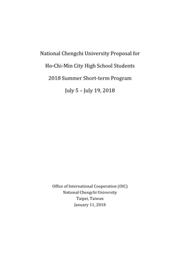National Chengchi University Proposal for Ho-‐Chi-‐Min City