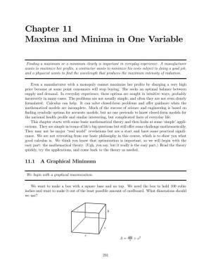 Chapter 11 Maxima and Minima in One Variable
