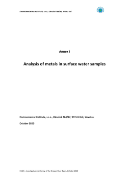 Analysis of Metals in Surface Water Samples