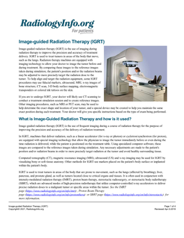 Image-Guided Radiation Therapy