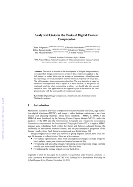 Analytical Links in the Tasks of Digital Content Compression