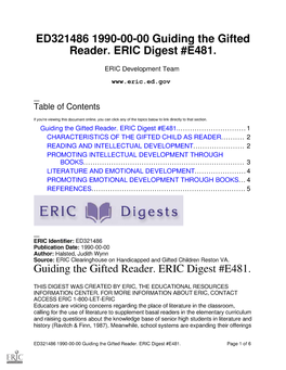 Guiding the Gifted Reader. ERIC Digest #E481