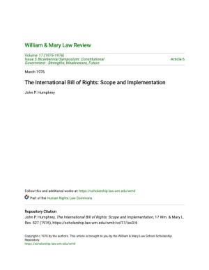 The International Bill of Rights: Scope and Implementation