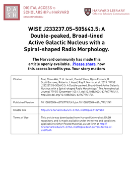 WISE J233237.05–505643.5: a Double-Peaked, Broad-Lined Active Galactic Nucleus with a Spiral-Shaped Radio Morphology