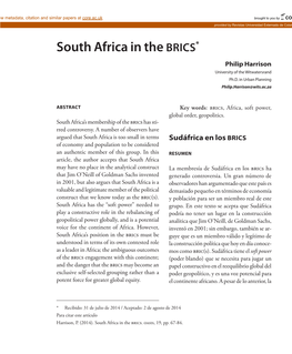 South Africa in the Brics*