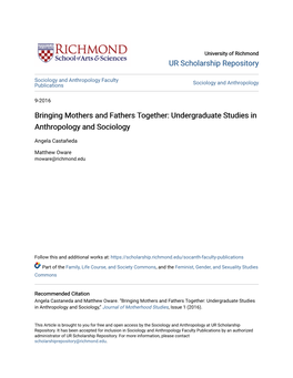 Undergraduate Studies in Anthropology and Sociology