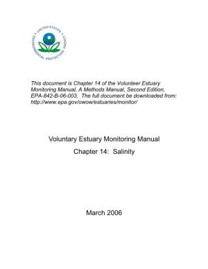 Chapter 14, Salinity, Voluntary Estuary Monitoring Manual, March 2006