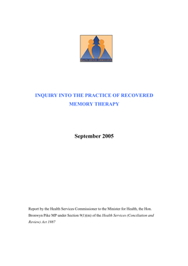 Inquiry Into the Practice of Recovered Memory Therapy