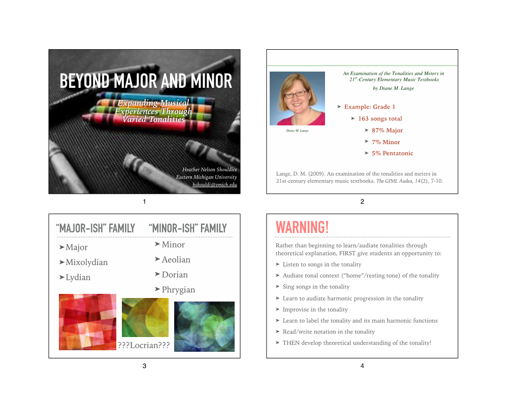 Tonalities Session Slides