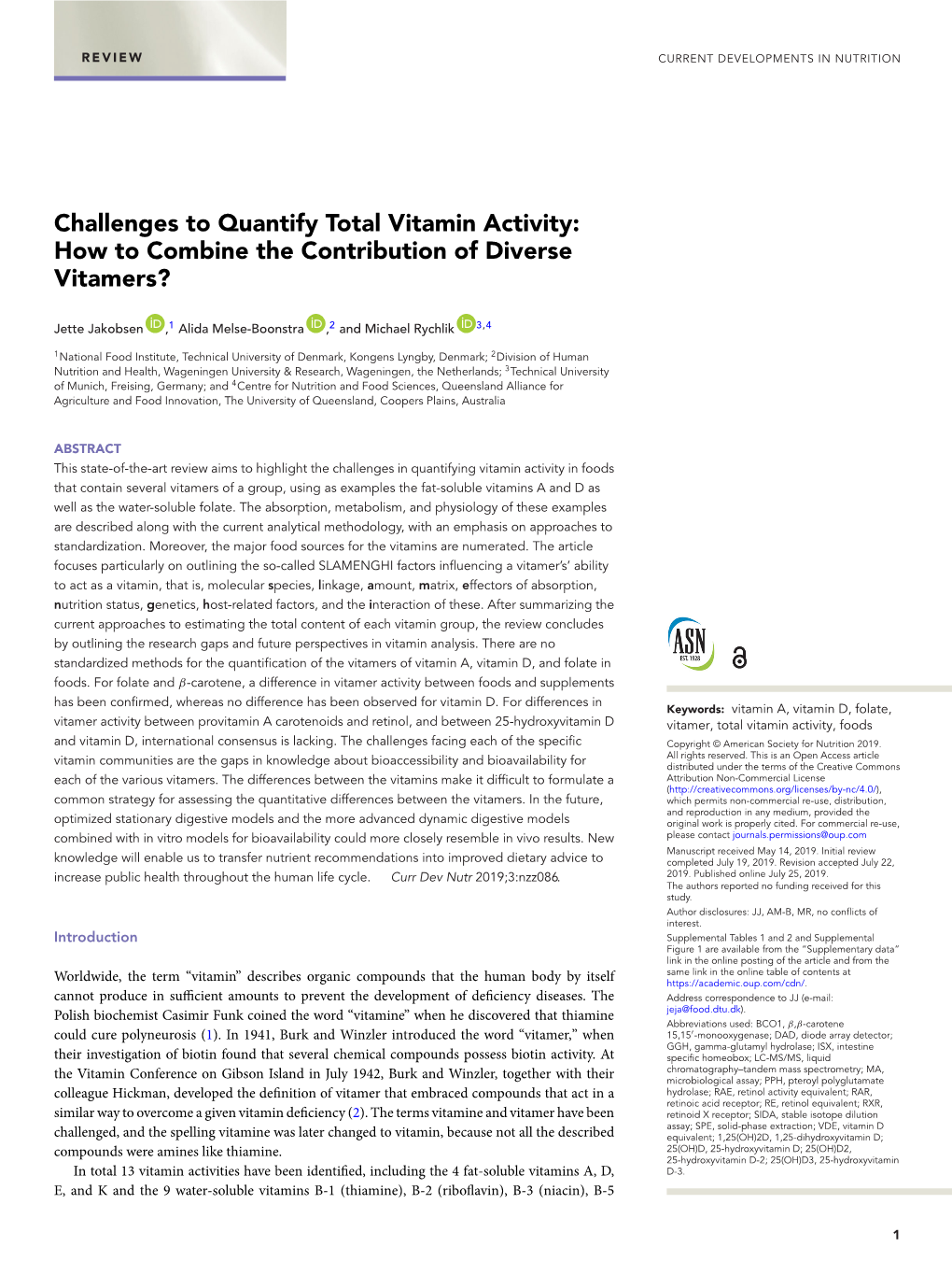 Challenges to Quantify Total Vitamin Activity: How to Combine the Contribution of Diverse Vitamers?