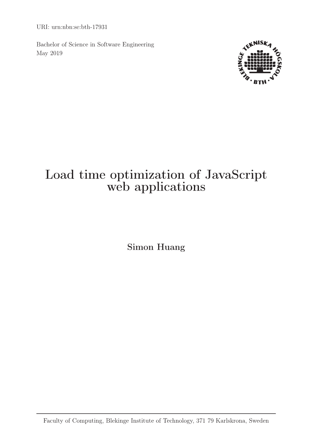 Load Time Optimization of Javascript Web Applications