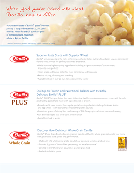 We're Glad You've Looked Into What Barilla Has to Offer