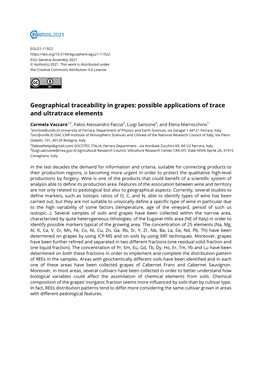 Geographical Traceability in Grapes: Possible Applications of Trace and Ultratrace Elements