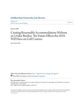 The Future Effects the ADA Will Have on Golf Courses, 33 Golden Gate U