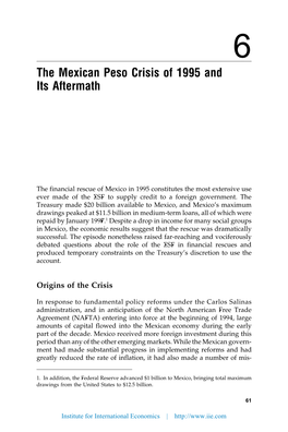 The Mexican Peso Crisis of 1995 and Its Aftermath