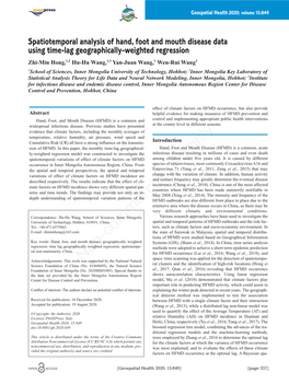 Spatiotemporal Analysis of Hand, Foot and Mouth Disease Data Using Time-Lag Geographically-Weighted Regression