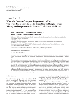 What the Iberian Conquest Bequeathed to Us: the Fruit Trees Introduced in Argentine Subtropic—Their History and Importance in Present Traditional Medicine