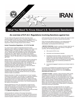 An Overview of O.F.A.C. Regulations Involving Sanctions Against Iran