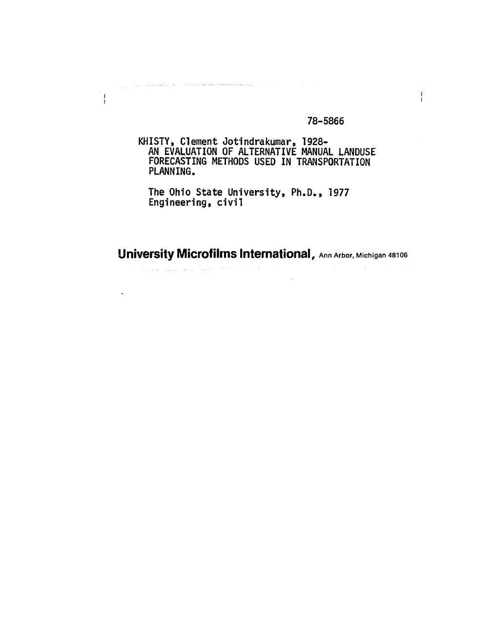 An Evaluation of Alternative Manual Landuse Forecasting Methods Used in Transportation Planning