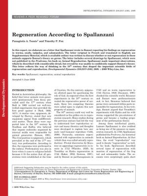 Regeneration According to Spallanzani