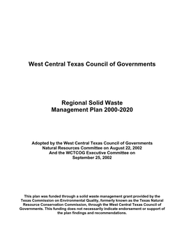 Solid Waste Management Plan Volume 2