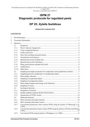 ISPM 27 Diagnostic Protocols for Regulated Pests DP 25: Xylella