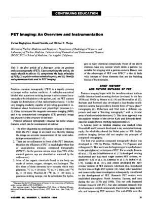 PET Imaging: an Overview and Instrumentation