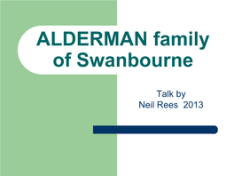 ALDERMAN Family of Swanbourne