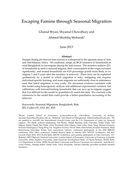 Escaping Famine Through Seasonal Migration