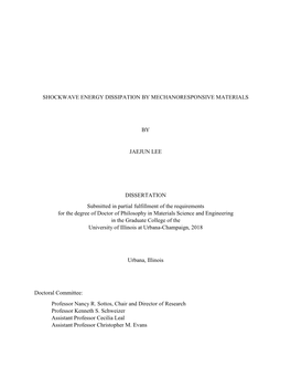 Shockwave Energy Dissipation by Mechanoresponsive Materials