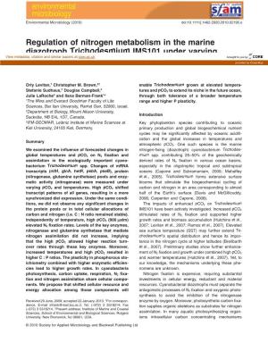 Regulation of Nitrogen Metabolism in the Marine Diazotroph